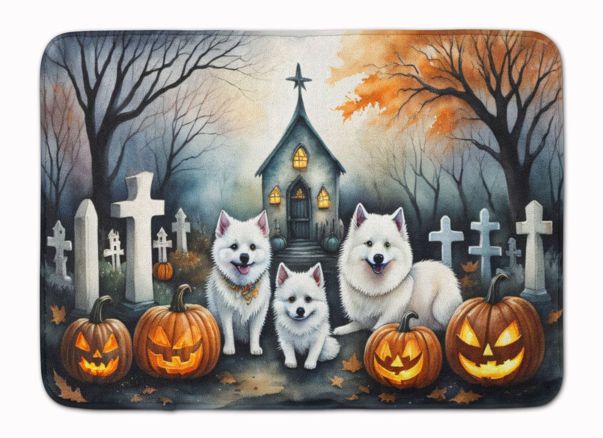 American Eskimo Spooky Halloween Memory Foam Kitchen Mat Machine Washable Anti-Fatigue Mat Cushion Comfort Bath Mat Or Kitchen Rug_maomaolike.com
