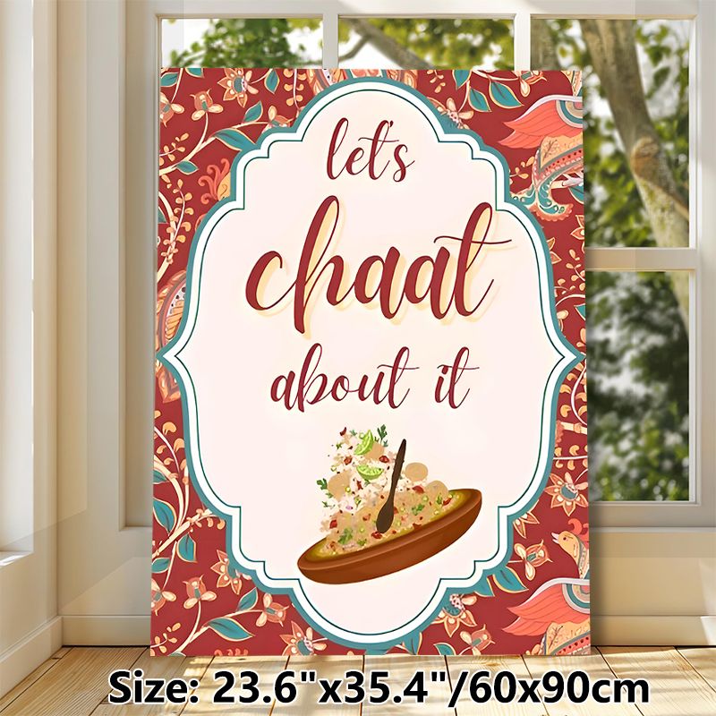 Chaat Themed Painting Poster, Vibrant Vintage Exotic Floral & Indian Snack Art Poster, Witty Typography Design, Ideal For Kitchen And Dining Room_maomaolike.com