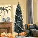 7ft Pencil Christmas Tree, Unlit Artificial Christmas Tree Slim Douglas Fir Xmas Tree With Realistic Branches, Halloween Tree With 818 Tips, Black_maomaolike.com