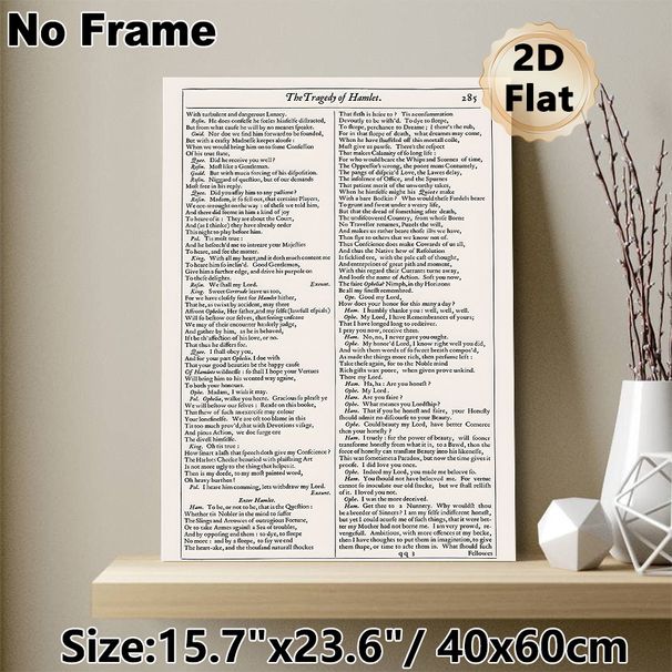 Hamlet Classic Script Painting Poster, Vintage Typographic Antique Drama Text Page Poster, Authentic Literary Excerpt Ideal For Home Study And_maomaolike.com