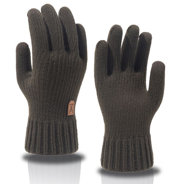 Winter gloves men's fleece thickened warm and winterproof riding and driving touch screen wool knitted gloves_maomaolike.com