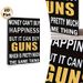 Sarcastic Money & Guns Quote Painting Poster, Bold Black & Gold Typographic Poster, Witty Humorous Wall Decor For Home Office, Man Cave_maomaolike.com