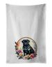 Black Pug And Flowers Kitchen Towel Set Of 2 White Dish Towels Decorative Bathroom Hand Towel For Hand, Face, Hair, Yoga, Tea, Dishcloth, 19 X 28", White_maomaolike.com