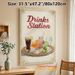 Drinks Station Painting Poster, Vintage-inspired Vibrant Assorted Drinks Poster, Charming Decorative Piece Ideal For Kitchen, Bar And Dining Area_maomaolike.com