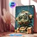 Vintage Robot Painting Poster, Retro Rusted Steampunk-style Robot Poster, Weathered Mechanical Design With Starry Backdrop, Ideal For Home Office_maomaolike.com