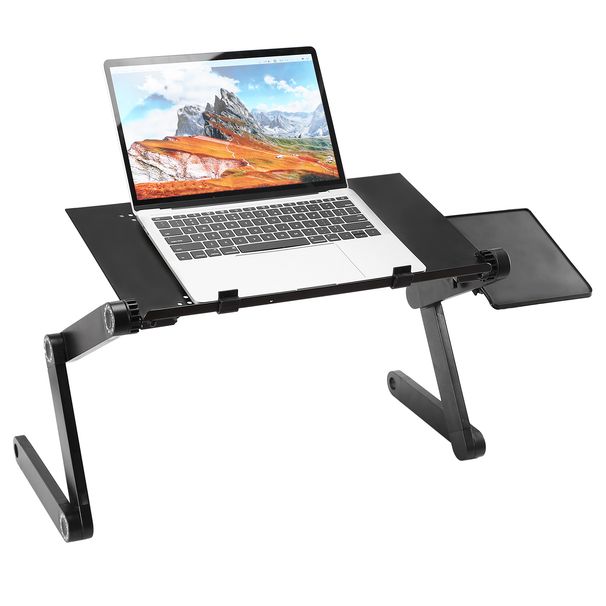 1Pc Foldable Laptop Table Bed Notebook Desk With Mouse Board Aluminum Alloy Breakfast Snacking Tray For Home Office Travel Use_maomaolike.com