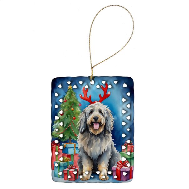 Bergamasco Christmas Reindeer Porcelain Ornament Christmas Tree Hanging Decorations For Home Christmas Holiday, Rectangle, Gift, Multicolor_maomaolike.com