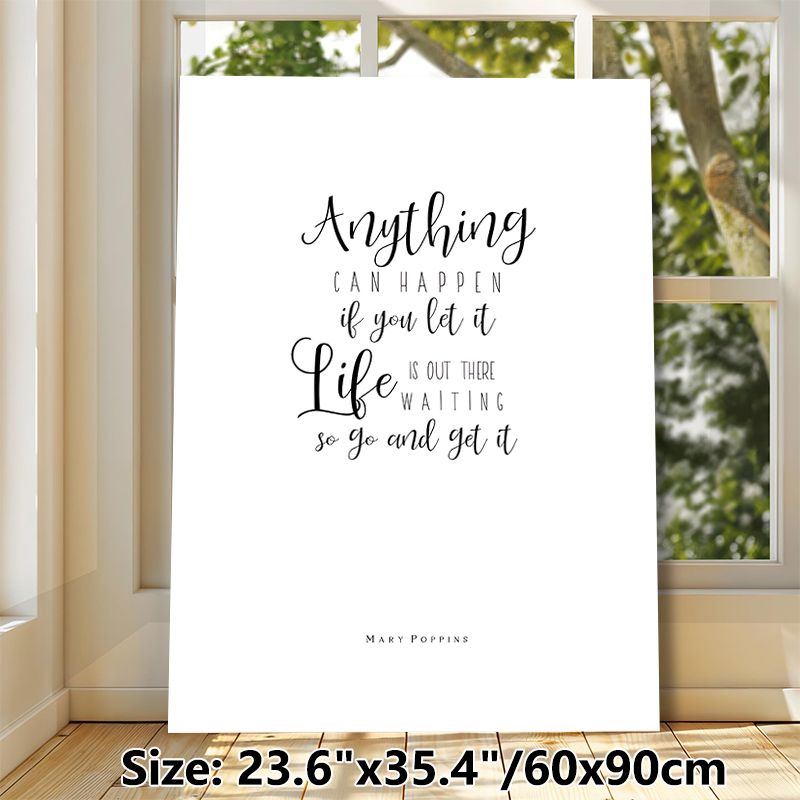 Inspirational Quote Painting Poster, Minimalist Black & White Calligraphy Style Poster, Uplifting Motivational Message To Foster Positive Mindset_maomaolike.com
