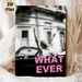 Free-spirited Woman In Convertible Painting Poster, Monochrome Dynamic Urban Scene With Bold Pink "WHATEVER" Text Poster, Trendy Carefree Vibe Ideal_maomaolike.com