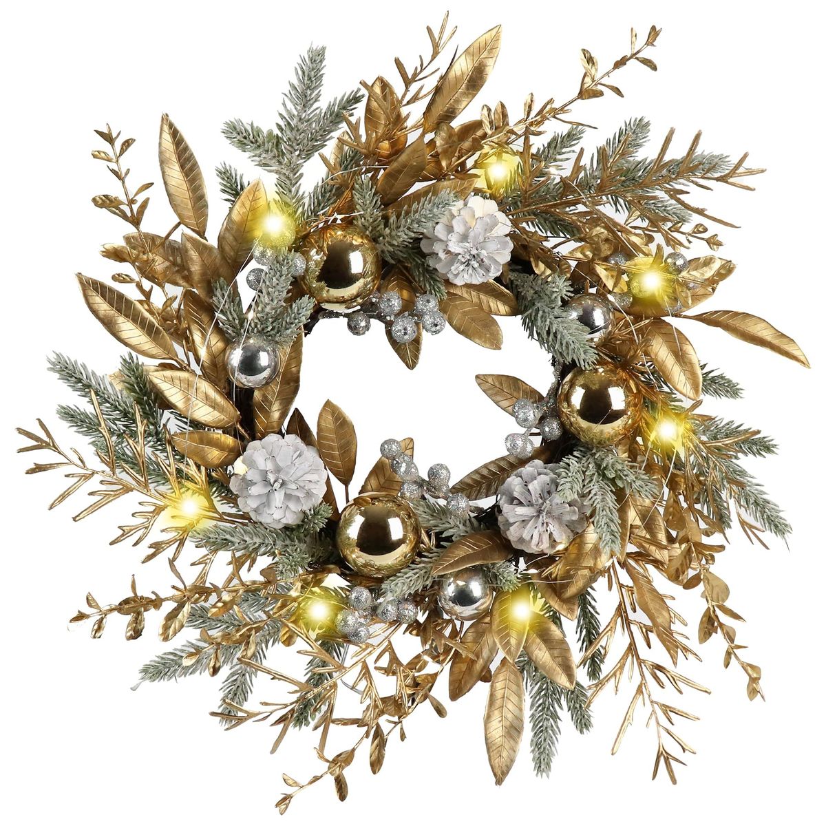 Christmas Wreath 20 Inch Christmas Door Decorations Wreath With Warm Lights_maomaolike.com