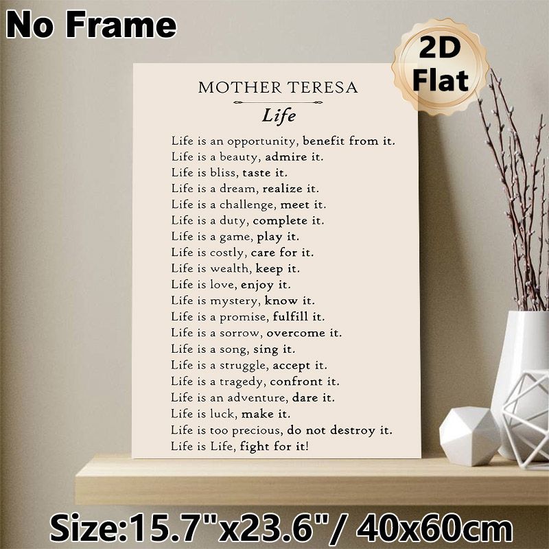 Mother Teresa Life Quote Painting Poster, Minimalist Typographic Text Art Poster, Inspirational Life-themed Decor Ideal For Home Office And Living_maomaolike.com
