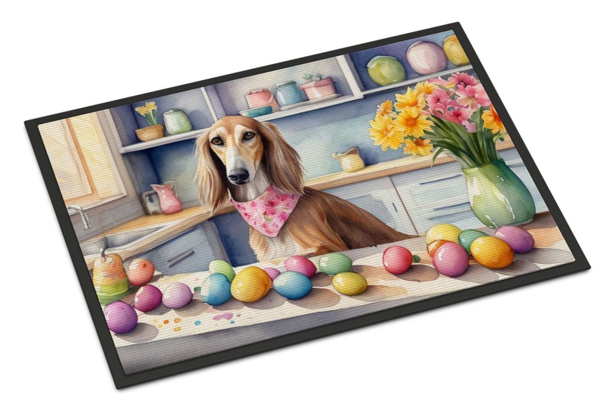 Decorating Easter Saluki Doormat Front Door Mat Indoor Outdoor Rugs For Entryway, Non Slip Washable Low Pile, 24H X 36W_maomaolike.com