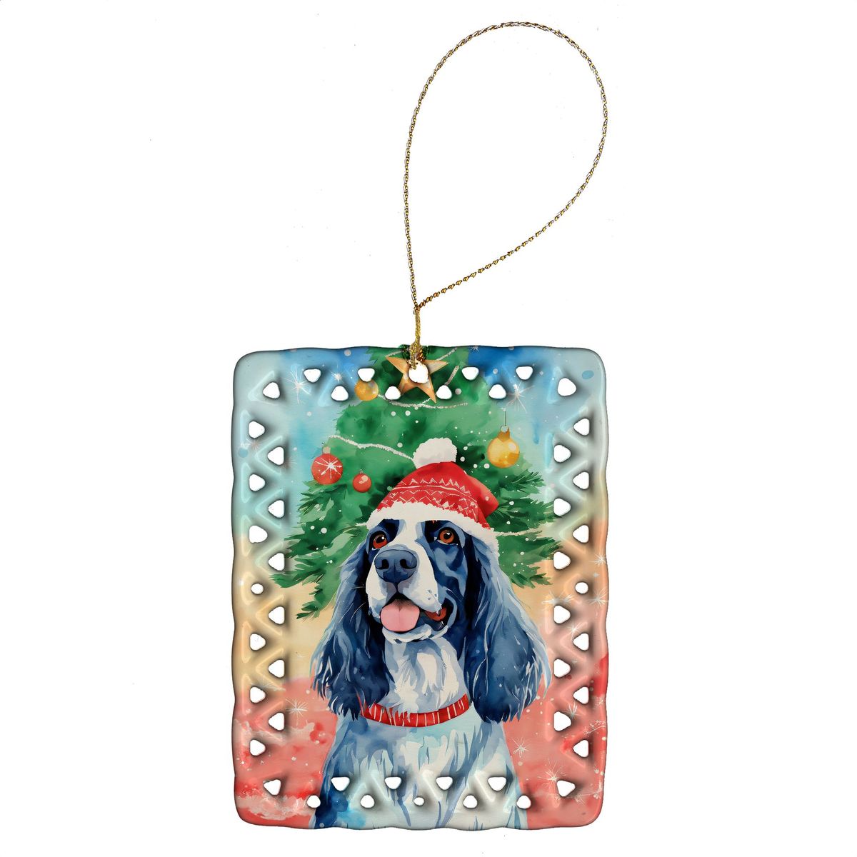 English Setter Christmas Porcelain Ornament Christmas Tree Hanging Decorations For Home Christmas Holiday, Rectangle, Gift, Multicolor_maomaolike.com
