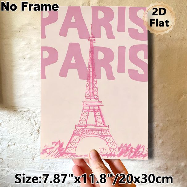 Paris Eiffel Tower Themed Painting Poster, Soft Pink Hand-drawn Style Poster, Gentle Romantic Piece Ideal For Bedroom, Living Room Wall Decor_maomaolike.com
