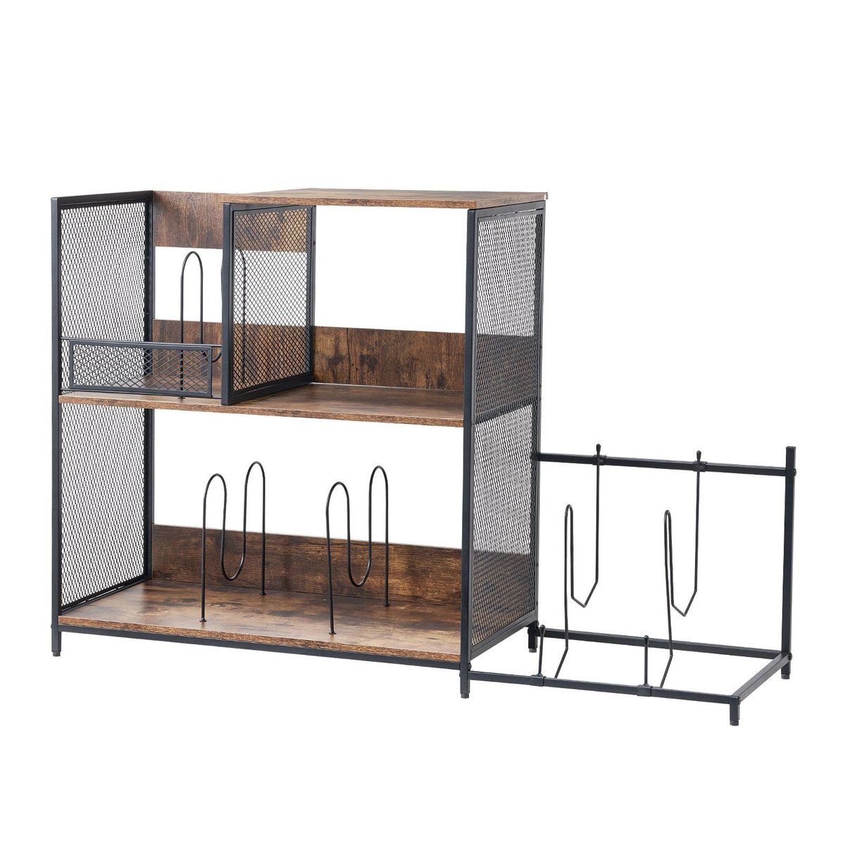 VEVOR 3-Tier Record Player Stand With Guitar Holder, Turntable Stand With Storage Holds Up To 300 Albums, Vinyl Record Cabinet With Metal Mesh Frame For Living Room, Bedroom, Black_maomaolike.com