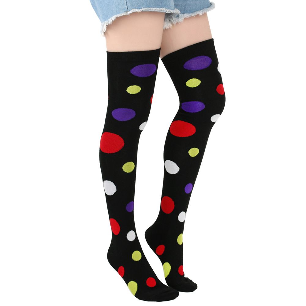 Unisex Halloween polka Dot Clown Stockings Rave Ball party performing festive polka dot over the knee socks_maomaolike.com