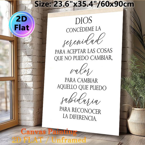 Spanish Serenity Prayer Painting Poster, Minimalist Typographic Poster, Inspirational Spanish Spiritual Text Ideal For Home, Bedroom And Living Room_maomaolike.com