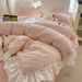 Wholesale INS French Retro Pastoral Style Soft Three-Layer Gauze 4-Piece Ruffled Pure Cotton Floral Four-Piece Set_maomaolike.com