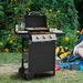 Propane Gas Grill 3 Burner Barbecue Grill, Stainless Steel 26,000 BTU Patio Garden Barbecue Grill With Two Shelves, Lid, Wheels And Bottle Opener_maomaolike.com