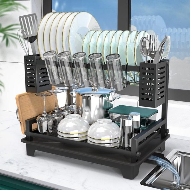 B-Land Dish Drying Rack: 2 Tier Dish Racks For Kitchen Counter And Sink_maomaolike.com