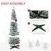9 Foot Pencil Snow Flocked Artificial Christmas Tree With Pine Realistic Branches, Pine Cones, Red Berries, Auto Open, Green_maomaolike.com