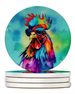Hippie Animal Rooster Large Sandstone Coasters Pack Of 4 Absorbent Round Coasters Decor Gifts For Men Or Women, 4 In, Multicolor_maomaolike.com