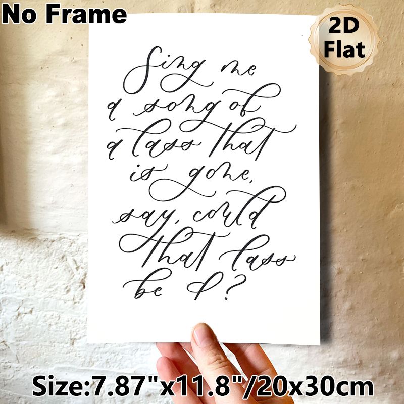 Folk Lyric Quote Painting Poster, Elegant Black Flourished Calligraphic Script Poster, Poetic Quote Art Adds Serene Artistic Ambiance For Bedroom_maomaolike.com