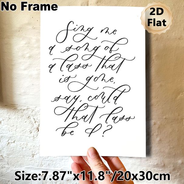 Folk Lyric Quote Painting Poster, Elegant Black Flourished Calligraphic Script Poster, Poetic Quote Art Adds Serene Artistic Ambiance For Bedroom_maomaolike.com