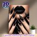 Gothic Lips & Stiletto Nails Painting Poster, Mysterious Dark Glam Poster, Matte Black Lips With Ornate Studded Stiletto Nails, Stylish Gothic Decor_maomaolike.com