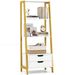 4-Tier Ladder Shelf With 2 Drawers 52.5 Inch Tall Freestanding Bookcase_maomaolike.com