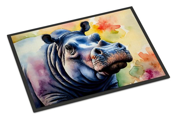 Hippopotamus Doormat Front Door Mat Indoor Outdoor Rugs For Entryway, Non Slip Washable Low Pile, 24H X 36W_maomaolike.com