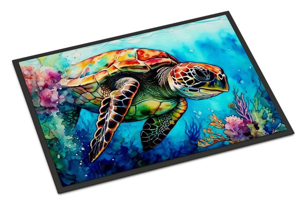 Loggerhead Sea Turtle Doormat Front Door Mat Indoor Outdoor Rugs For Entryway, Non Slip Washable Low Pile, 24H X 36W_maomaolike.com