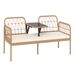 2-Seat PE Rattan Outdoor Loveseat With Built-in Coffee Table And Soft Cushions For Patios, Porches, Backyards, Etc_maomaolike.com