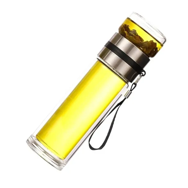 500mlGlass Double Layer Glass Tea Anti Scalding Portable Handle Leak Proof Travel Cup WaterproofTeapot Easy To Clean_maomaolike.com