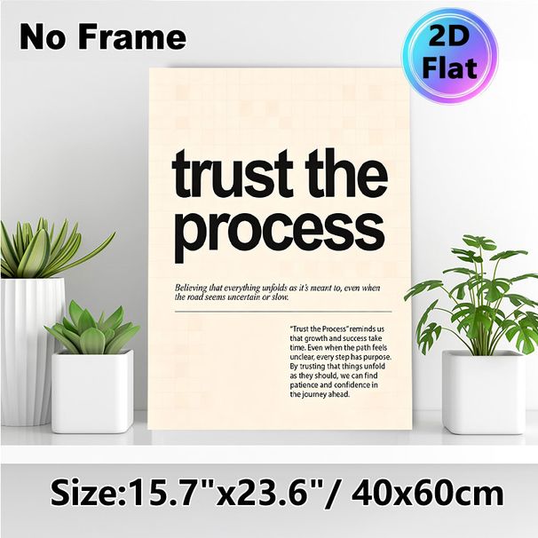 Motivational "Trust The Process" Quote Painting Poster, Minimalist Typographic Text Poster, Uplifting Inspirational Message To Build Patience And_maomaolike.com