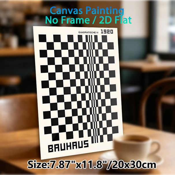 Bauhaus Geometric Checkerboard Painting Poster, Monochrome Minimalist Abstract Grid Poster, Sleek Retro-inspired Decor Ideal For Living Room, Office_maomaolike.com