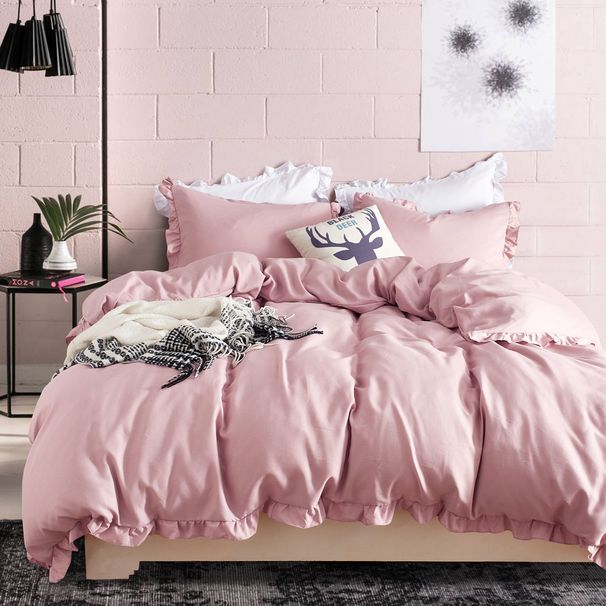 Home Textile Three Piece Set Duvet Cover Bedding Solid Color Quilt Set_maomaolike.com
