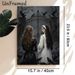 Gothic Dark Fantasy Painting Poster, Mysterious Moody Gothic-style Poster, Featuring Two Women With Crows By Ornate Iron Gate, Atmospheric Dark Decor_maomaolike.com