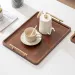 Ebony Wood Serving Tray - Gold Handle Fruit/Bread_maomaolike.com