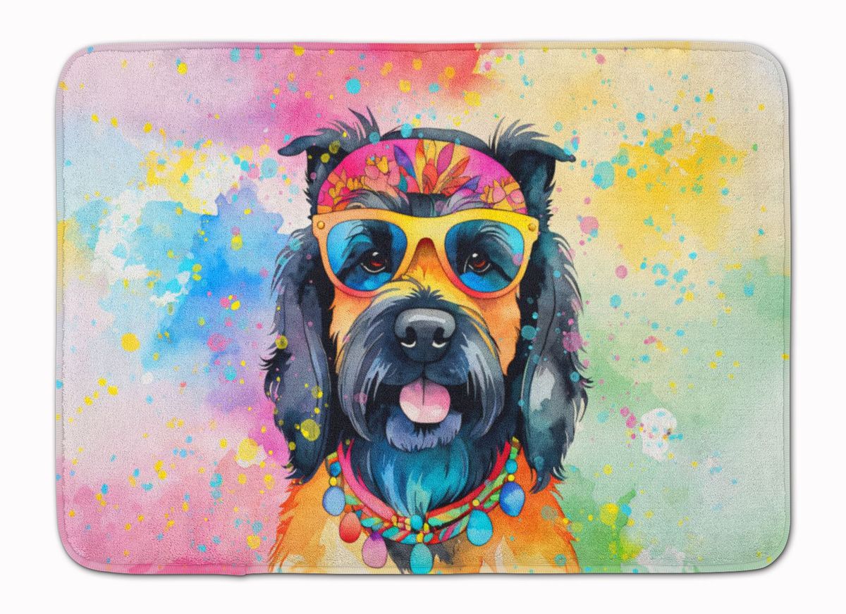 Scottish Terrier Hippie Dawg Memory Foam Kitchen Mat Machine Washable Anti-Fatigue Mat Cushion Comfort Bath Mat Or Kitchen Rug_maomaolike.com