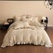 Wholesale INS French Milk Velvet Four-Piece Princess Style Thickened Warm Coral Fleece Pleated Lace 4-Piece Set_maomaolike.com