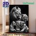 Lion Family Painting Poster, Monochrome Realistic Lion Group Portrait Poster, Warm Wild-themed Decor Ideal For Living Room, Office_maomaolike.com