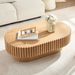 43.70Inch Modern Handcraft Drum Coffee Table Oval Coffee Table For Living Room,Small Wooden Coffee Table With Sturdy Pedestal For Office,ASH Color_maomaolike.com