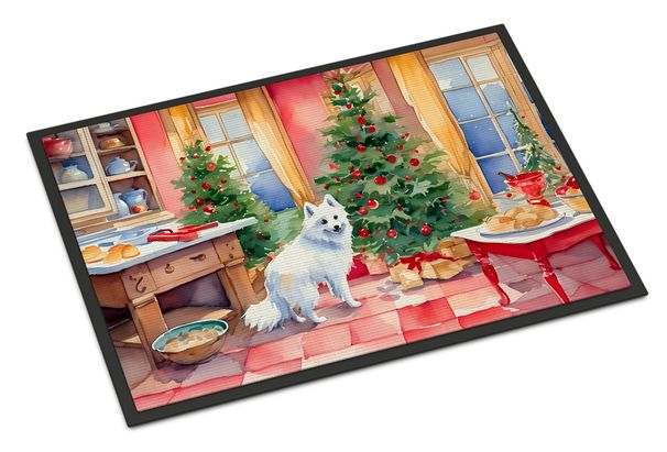 Japanese Spitz Christmas Cookies Doormat Front Door Mat Indoor Outdoor Rugs For Entryway, Non Slip Washable Low Pile, 24H X 36W_maomaolike.com