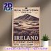 Royal County Down Golf Club Painting Poster, Vintage Sepia-toned Retro Golf Course & Mountain View Poster, Nostalgic Golf-themed Decor For Home, Golf_maomaolike.com