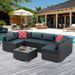 Patio Furniture, Outdoor Furniture, Seasonal PE Wicker Furniture, 7 Set Wicker Furniture With Tempered Glass Coffee Table_maomaolike.com
