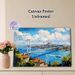 Bosphorus Bridge Cityscape Painting Poster, Vibrant Impressionist-style Scenic Bridge Over Blue Waters With Coastal Houses And Mosque Poster_maomaolike.com
