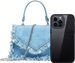 Women Mini Top Handle Raw Trim Shoulder Bags Denim Crossbody Jean Purse_maomaolike.com