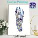 Pressed Floral Skeleton Hand Painting Poster, Delicate Blue & Purple Pressed Floral Skeleton Hand Poster, Unique Artistic Decor For Living Room_maomaolike.com