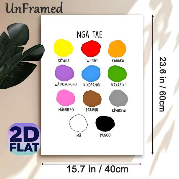 Maori Color Chart Painting Poster, Bright Rounded Color Swatch Poster, Practical Tool For Learning Maori Color Terms, Ideal For Language Learning_maomaolike.com